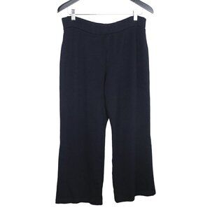 St. John Collection Wool Knit Women's Black Wide Leg Pull-On Pants Size 8